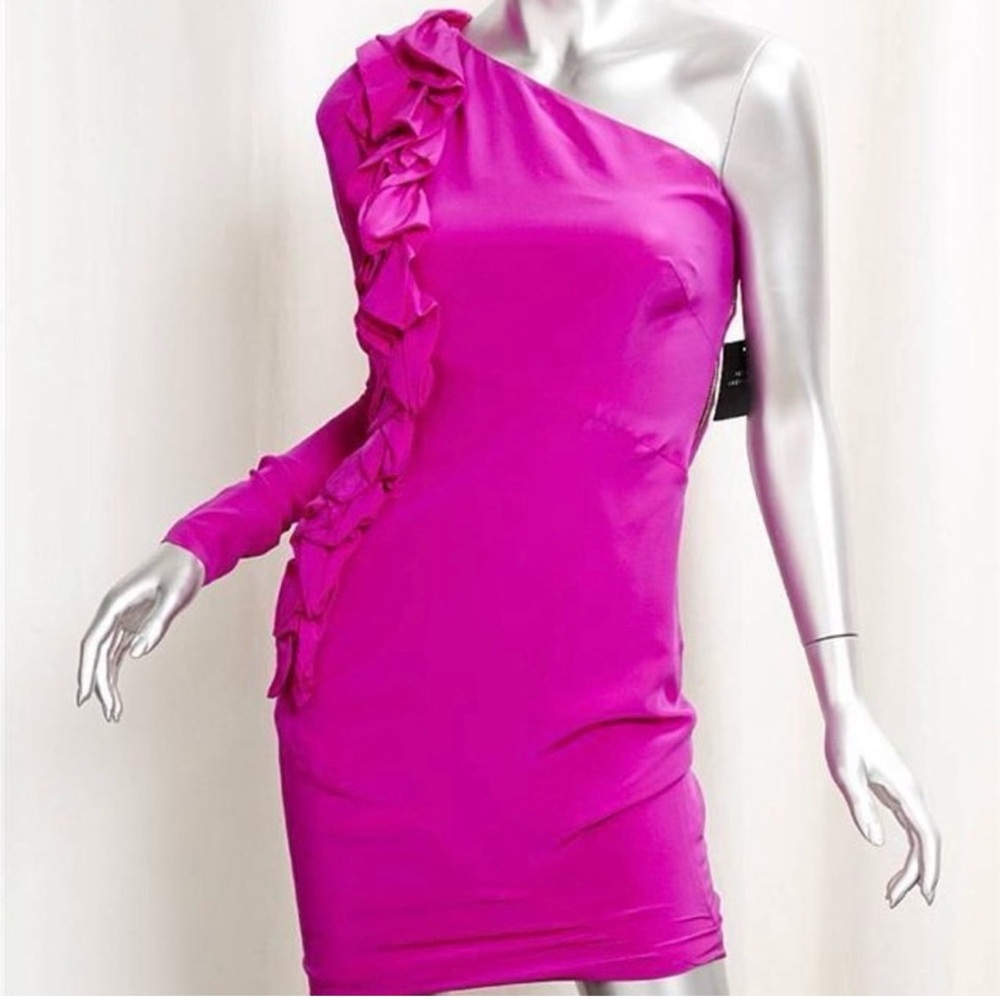 Robert Rodriguez Pink One Shoulder Dress